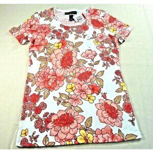 Karen Scott Floral Scoop Neck Casual Top Blouse Short Sleeve Womens Size XS New